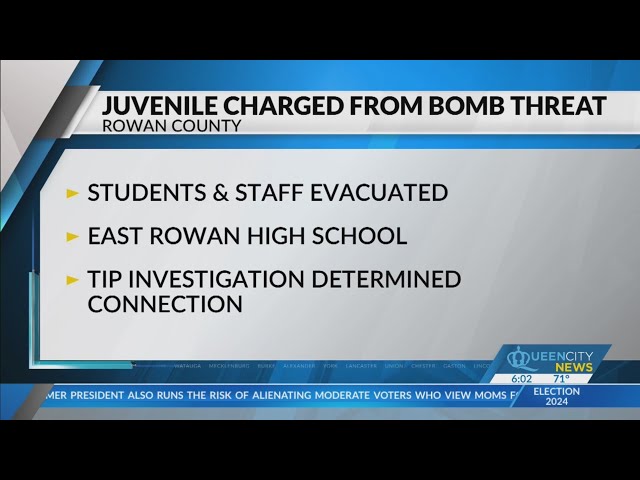 ⁣Juvenile charged after fake bomb threat at East Rowan HS