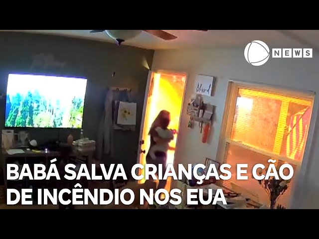 ⁣Babá salva crianças e cão de incêndio nos EUA