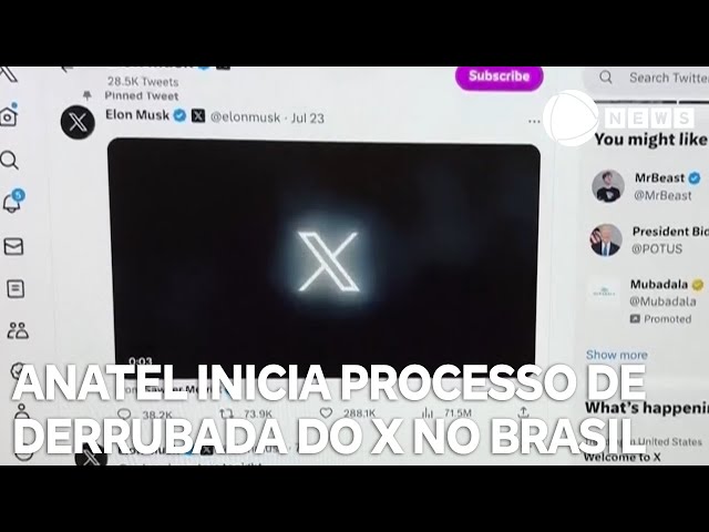 Anatel inicia processo de derrubada do X no Brasil