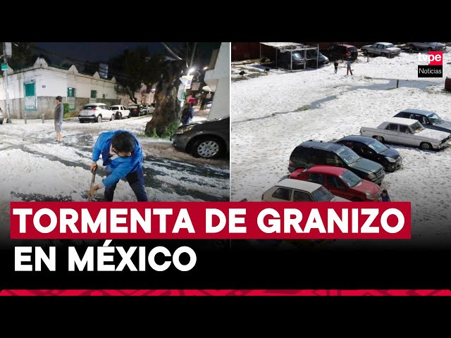 ⁣México: tormenta de granizo provoca cierre de vías