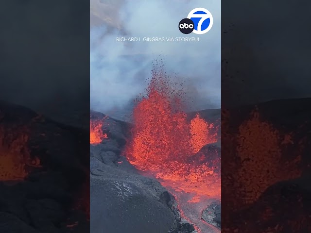 ⁣Lava spews from latest eruption on Icelandic peninsula