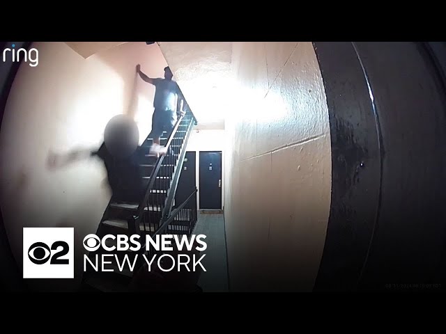 ⁣NYC building superintendent caught on video kicking tenant down stairs