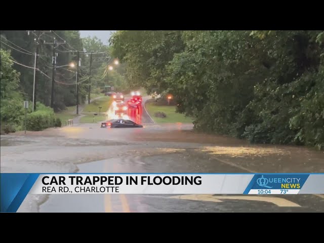 ⁣Charlotte Fire responds to multiple vehicles stranded in floodwater