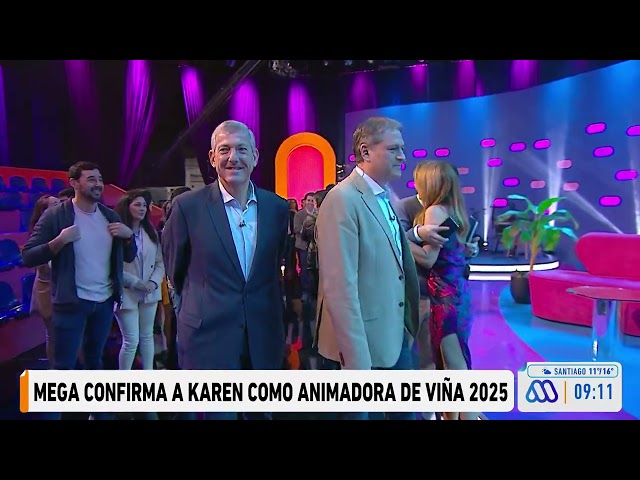 Karen Doggenweiler animadora en Viña 2025: Compañeros de Megamedia la felicitan