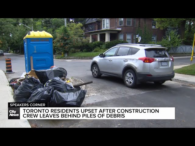 ⁣Garbage piles left behind by road crews leave Toronto residents frustrated