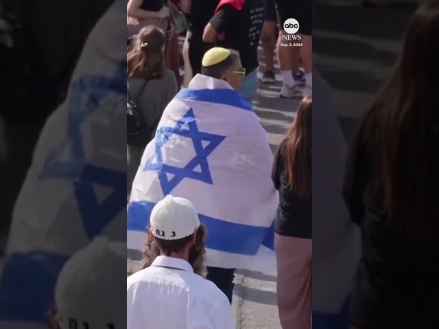 ⁣Mourners gather in Jerusalem ahead of slain Israeli-American Hersh Goldberg-Polin's funeral