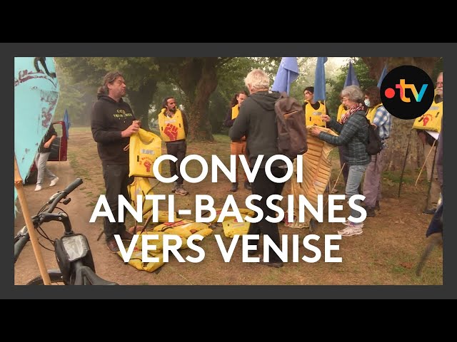 ⁣Bassines : départ du convoi de la traversée des luttes pour l’eau vers Venise