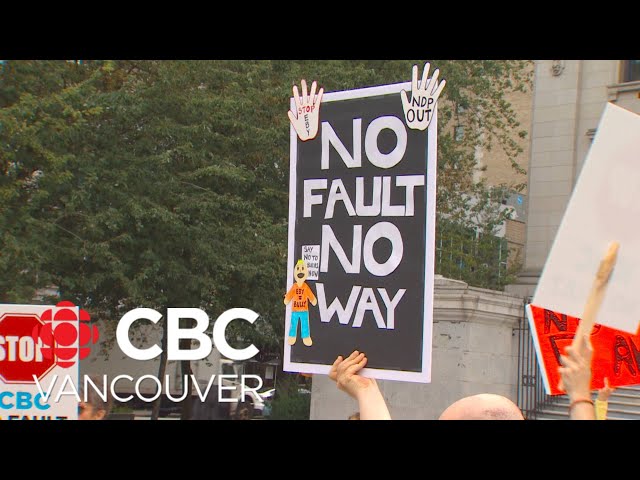 ⁣Dozens protest ICBC’s no-fault insurance