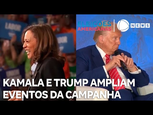 Kamala Harris e Donald Trump ampliam eventos da campanha eleitoral