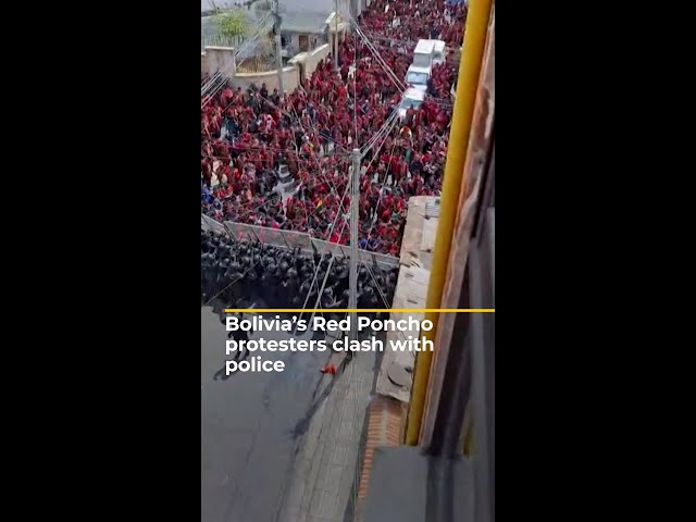 ⁣Red Poncho protesters in Bolivia clash with police | AJ #shorts