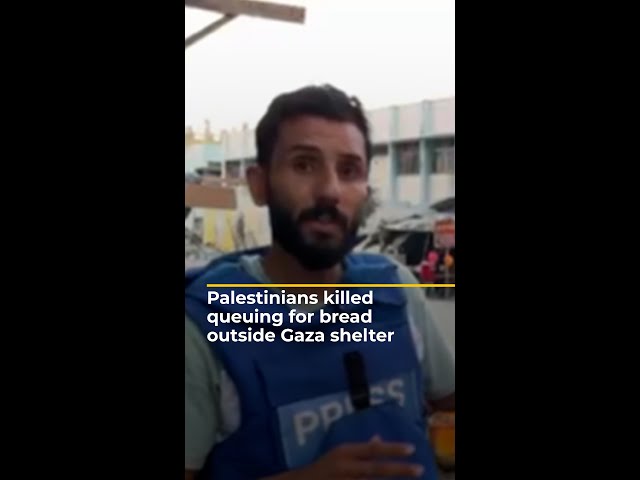 ⁣Palestinians killed queuing for bread outside Gaza shelter | AJ #shorts