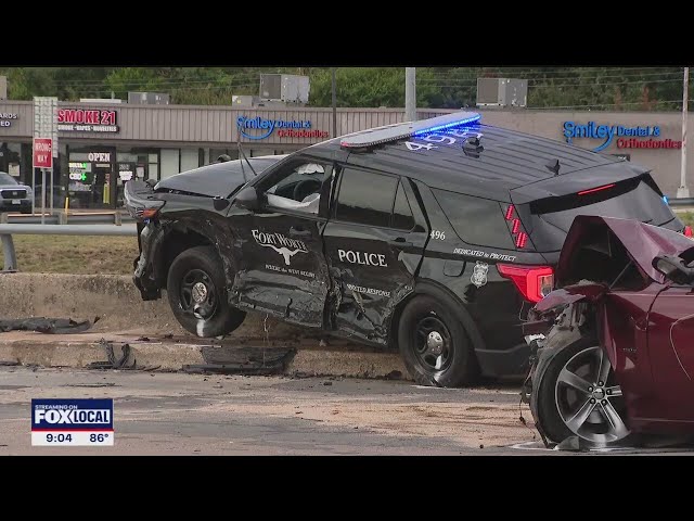 ⁣Fort Worth officer hurt in major crash