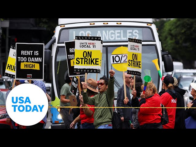 ⁣Thousands of hotel workers across the US strike | USA TODAY