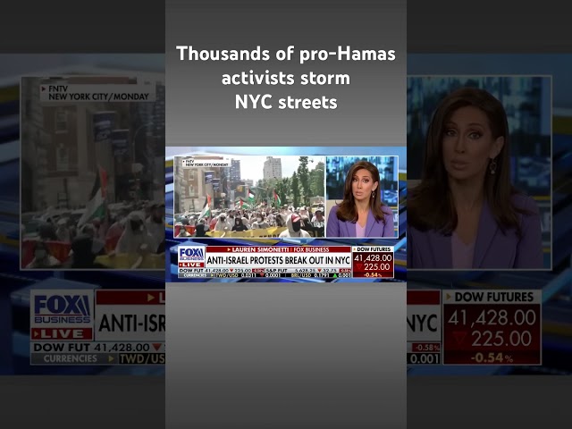 ⁣Anti-Israel protests break out in NYC waving Hamas flags #shorts