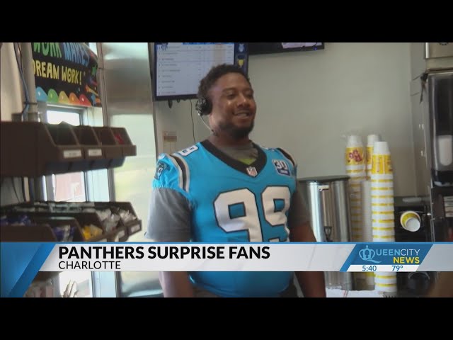 ⁣Panthers players surprise fans across the Queen City