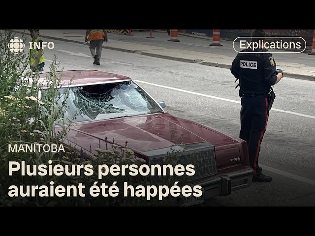 ⁣Une voiture fonce sur des manifestants à Winnipeg