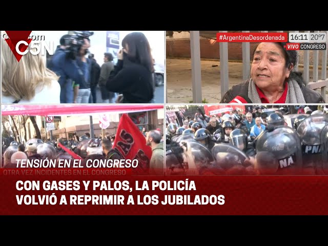 ⁣Con GASES y PALOS, la POLICÍA volvió a reprimir a los JUBILADOS