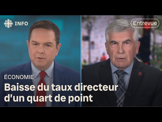 ⁣La Banque du Canada réduit son taux directeur d’un quart de point à 4,25 % | Zone économie