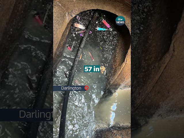 ⁣Sewer blocked with 57 vapes squashed into pipe #itvnews #shorts