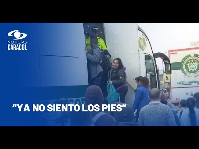 ⁣Policía dispone de buses para llevar afectados en Bogotá por paro: "Ya no sentía los pies"