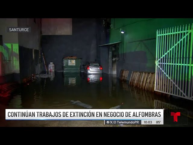 ⁣Complicado la extinción del fuego que destruyó almacén de alfombras