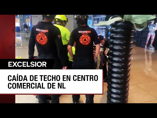 Por lluvias, se desploma techo de plaza comercial de Nuevo León