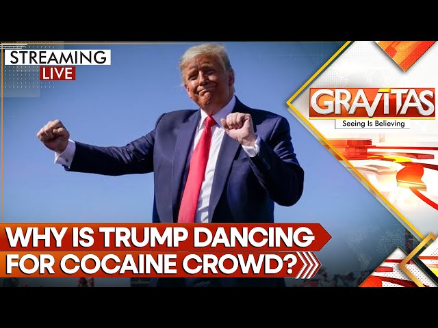 ⁣Trump uses dance moves, cocaine talk to appeal to young voters. Can he cut Harris' lead? | Grav