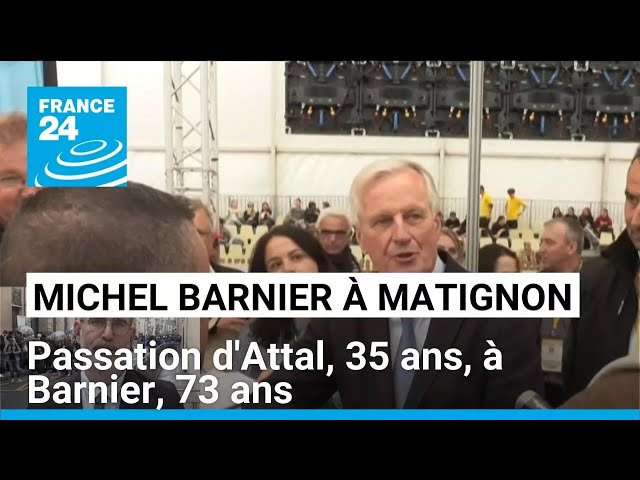 ⁣Matignon : passation d'Attal, 35 ans, à Barnier, 73 ans • FRANCE 24