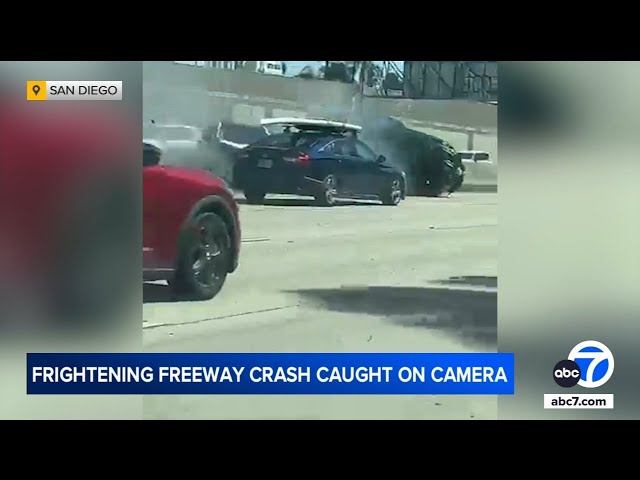 ⁣Driver swerves across freeway before wild San Diego crash, video shows