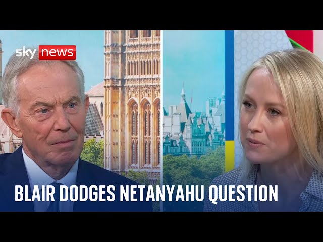 ⁣Sir Tony Blair dodges Netanyahu question as former PM talks to Sky News about new book