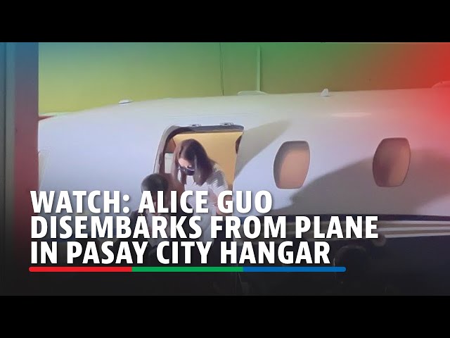 ⁣WATCH: Alice Guo disembarks from plane in Pasay City hangar