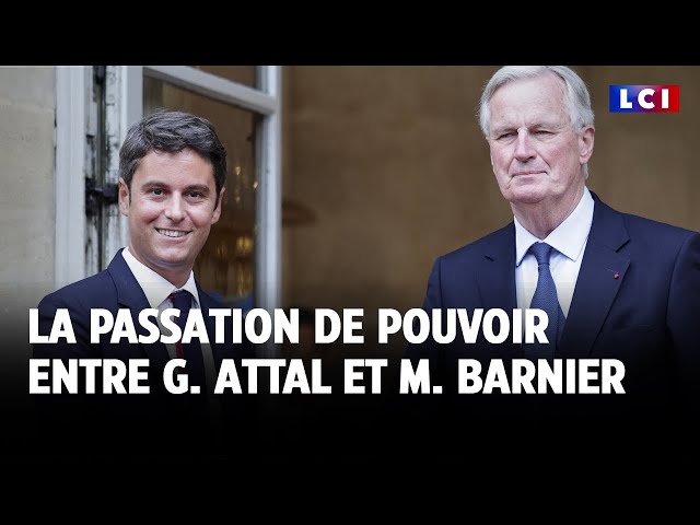 ⁣1er ministre : la passation de pouvoir entre Gabriel Attal et Michel Barnier