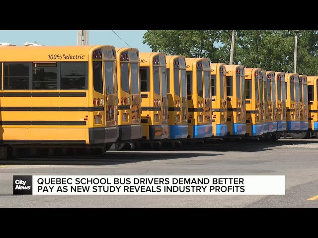 ⁣Quebec school bus drivers demand fair pay