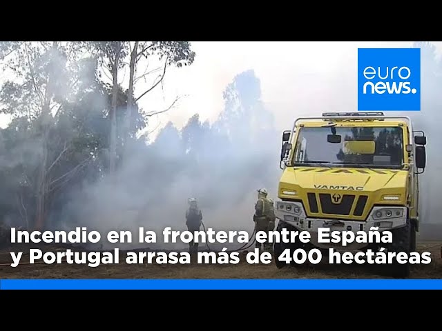 ⁣Un incendio forestal arrasa en Galicia y ha quemado casi 400 hectáreas en Pontevedra y Ourense