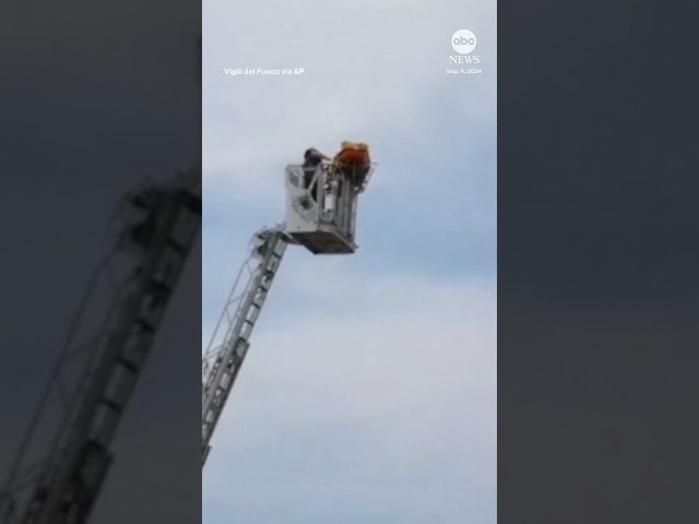 ⁣Firefighters rescue tourist from Leaning Tower of Pisa