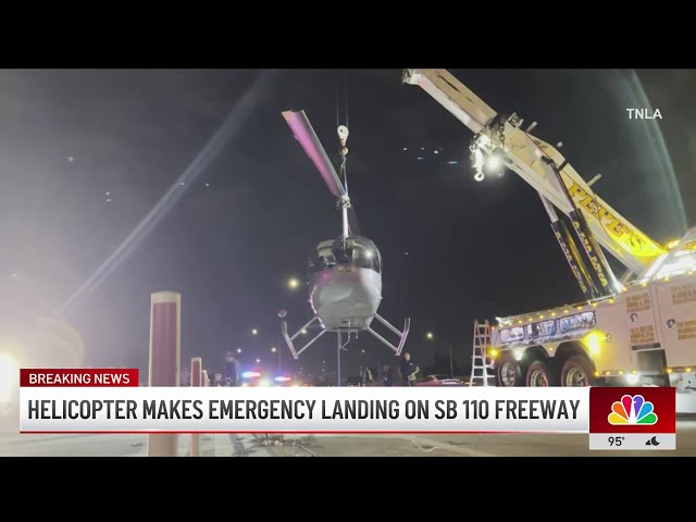 ⁣Helicopter makes emergency landing on southbound 110 Freeway