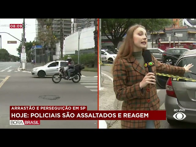 ⁣Policiais trocam tiros com criminosos durante assalto em bar na Zona Oeste de SP | Bora Brasil