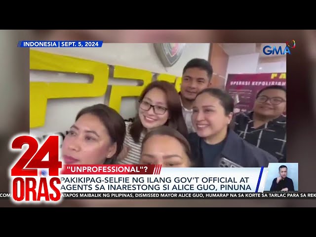 ⁣Pakikipag-selfie ng ilang gov’t officials at agents sa inaresto na si Alice Guo, pinuna | 24 Oras