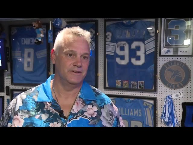 ⁣See inside this Detroit Lions superfan's man cave with a massive memorabilia collection