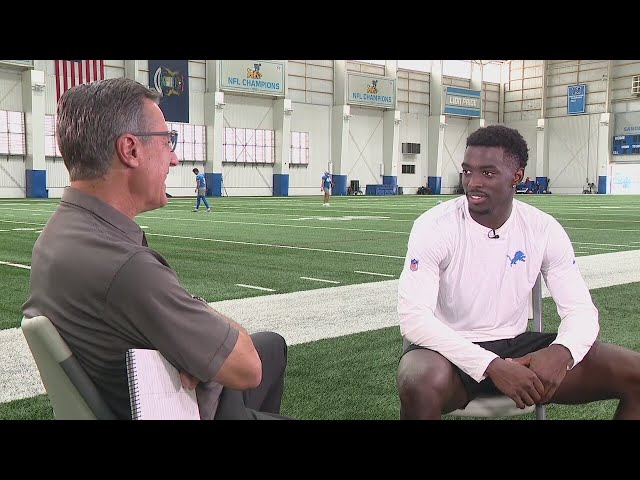 ⁣Lions rookie cornerback Terrion Arnold talks with Dan Miller