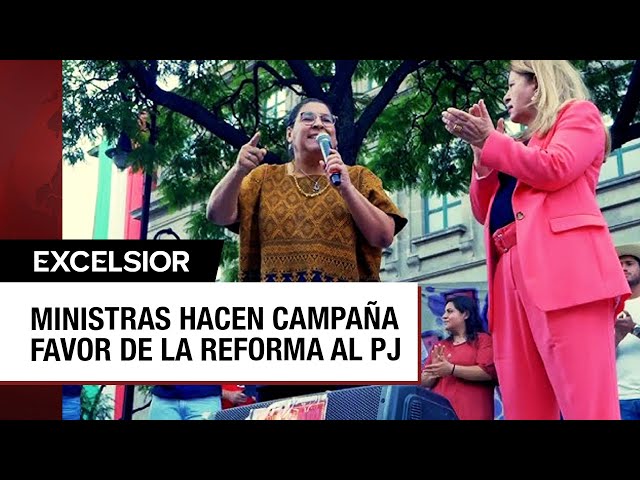 ⁣Ministras Batres y Ortiz encabezan mitin a favor de la reforma judicial