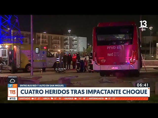 Violento choque entre auto y bus RED: cuatro personas resultaron heridas