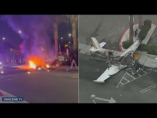 ⁣Plane crashes on the street, bursts into flames in Hawthorne