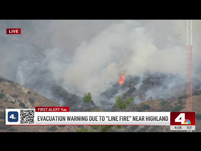 ⁣Fire crews battling Line Fire in Highland in 110-degree weather