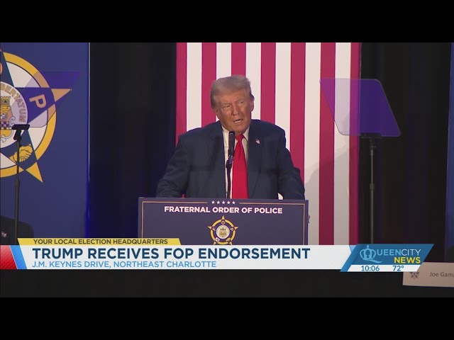 ⁣Trump accepts FOP endorsement, speaks at Charlotte event