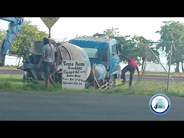 ⁣CEMENT TRUCK CRASHES INTO AIRPORT PERIMETER FENCE