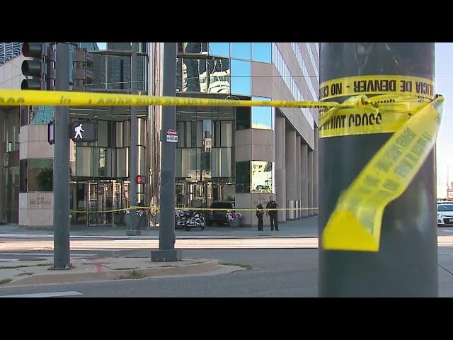 ⁣1 shot in downtown Denver, car crashes into skyscraper