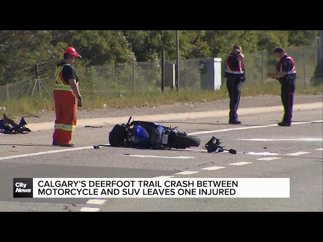 ⁣Calgary's Deerfoot Trail crash between motorcycle and SUV leaves one injured