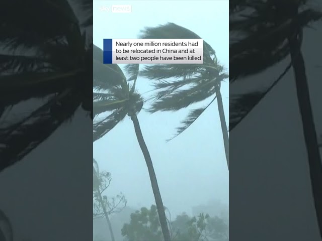 ⁣Typhoon Yagi throws rider off moped