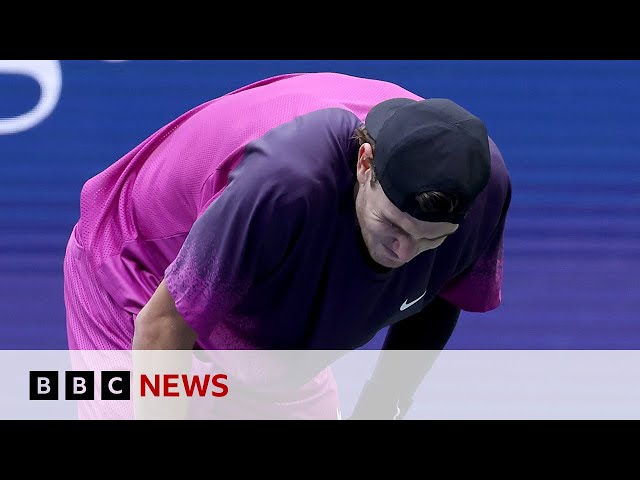 ⁣Tennis star Jack Draper vomits on court during US Open semi-final | BBC News